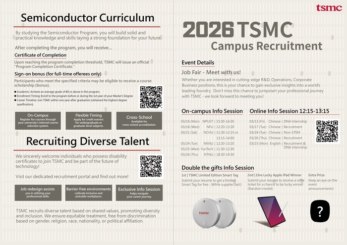 2026台積電校園徵才暨暑期實習計畫 2026 TSMC Campus Recruitment & Summer Internship3